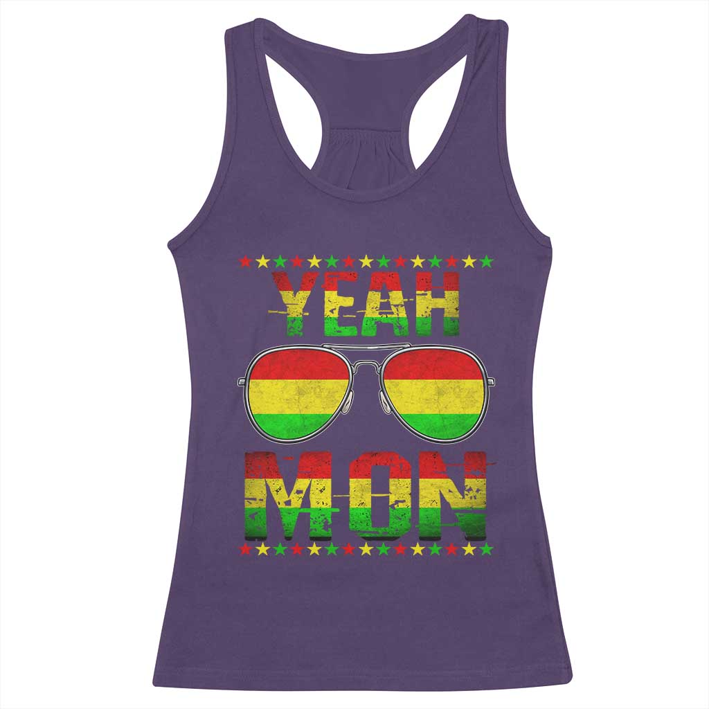 Yeah Mon Jamaican Pride Racerback Tank Top Jamaican Vacation Jamaica Reggae Sunglasses TS10 Purple Print Your Wear