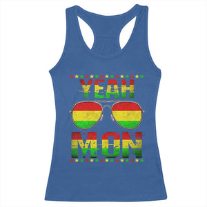Yeah Mon Jamaican Pride Racerback Tank Top Jamaican Vacation Jamaica Reggae Sunglasses TS10 Royal Blue Print Your Wear