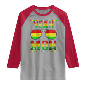 Yeah Mon Jamaican Pride Raglan Shirt Jamaican Vacation Jamaica Reggae Sunglasses TS10 Sport Gray Red Print Your Wear
