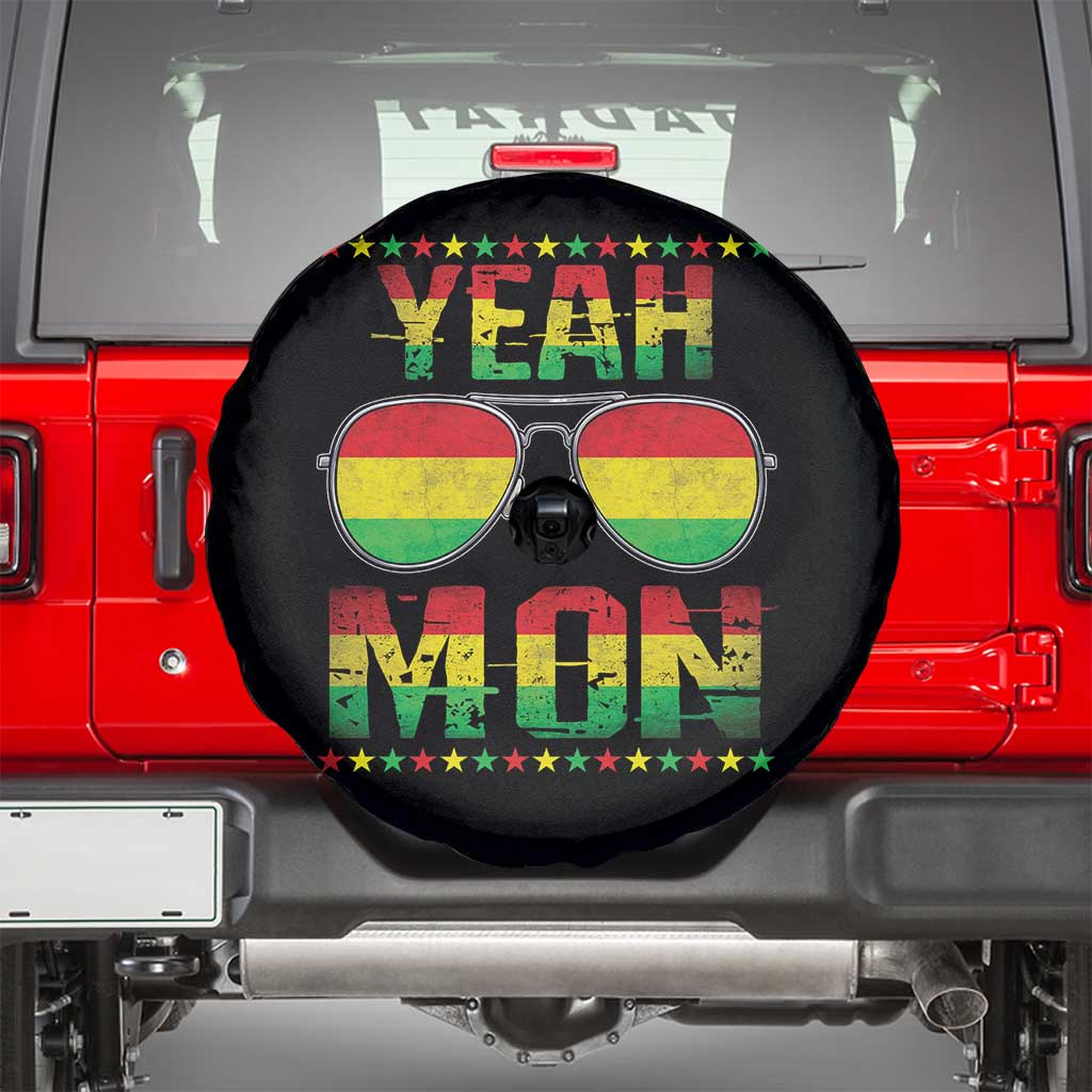 Yeah Mon Jamaican Pride Spare Tire Cover Jamaican Vacation Jamaica Reggae Sunglasses TS10 Black Print Your Wear