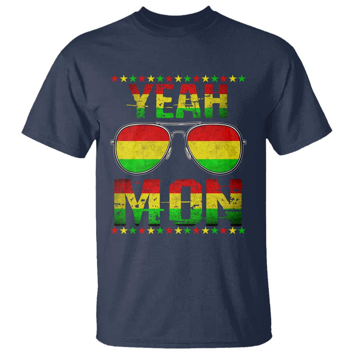 Yeah Mon Jamaican Pride T Shirt Jamaican Vacation Jamaica Reggae Sunglasses TS10 Navy Print Your Wear
