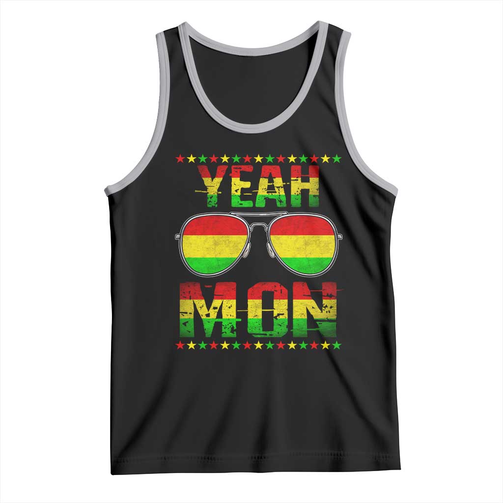 Yeah Mon Jamaican Pride Tank Top Jamaican Vacation Jamaica Reggae Sunglasses TS10 Black Athletic Heather Print Your Wear