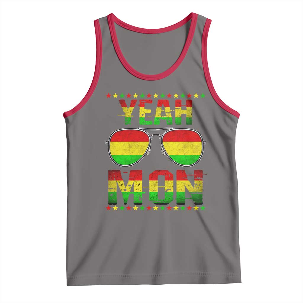 Yeah Mon Jamaican Pride Tank Top Jamaican Vacation Jamaica Reggae Sunglasses TS10 Deep Heather Red Print Your Wear