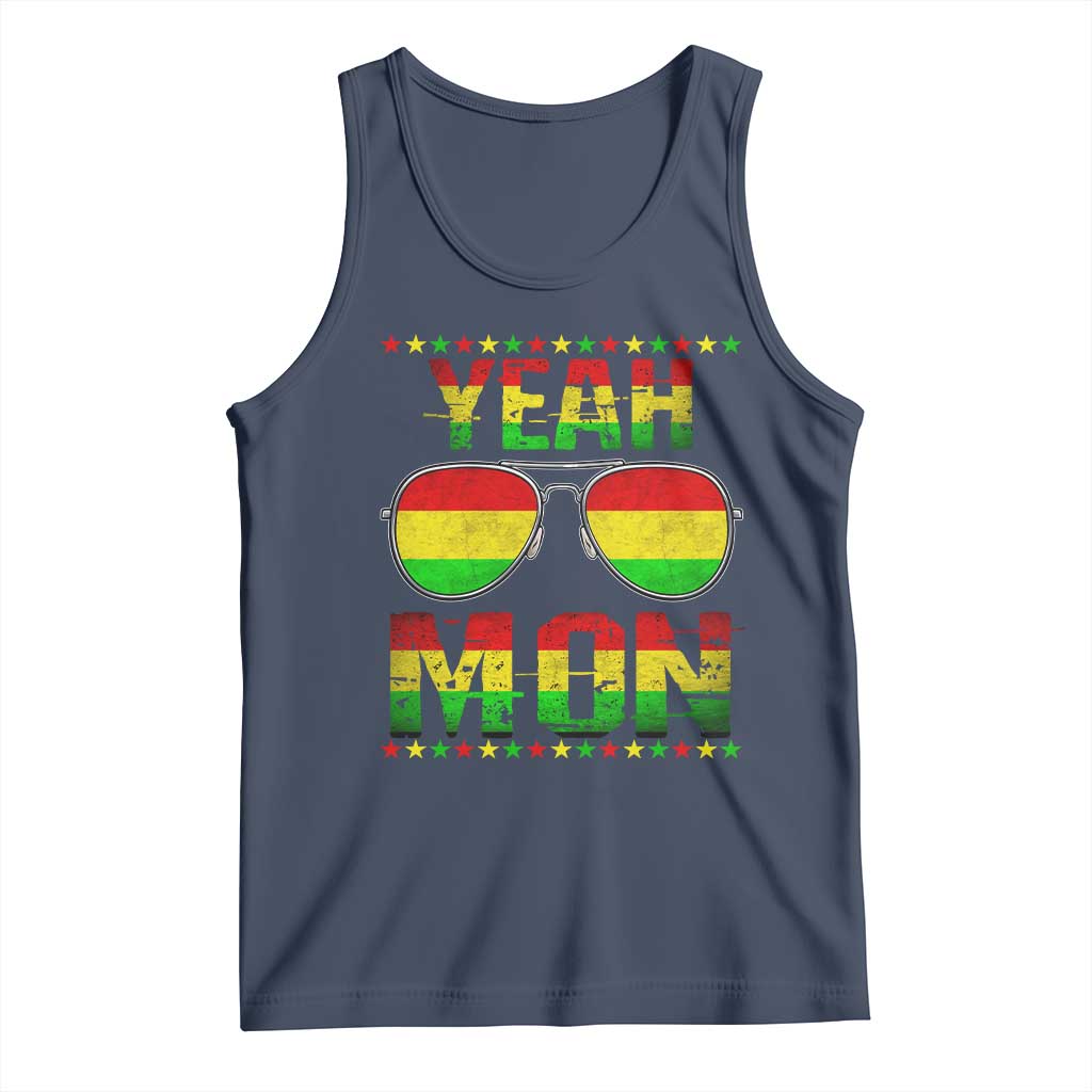 Yeah Mon Jamaican Pride Tank Top Jamaican Vacation Jamaica Reggae Sunglasses TS10 Navy Print Your Wear