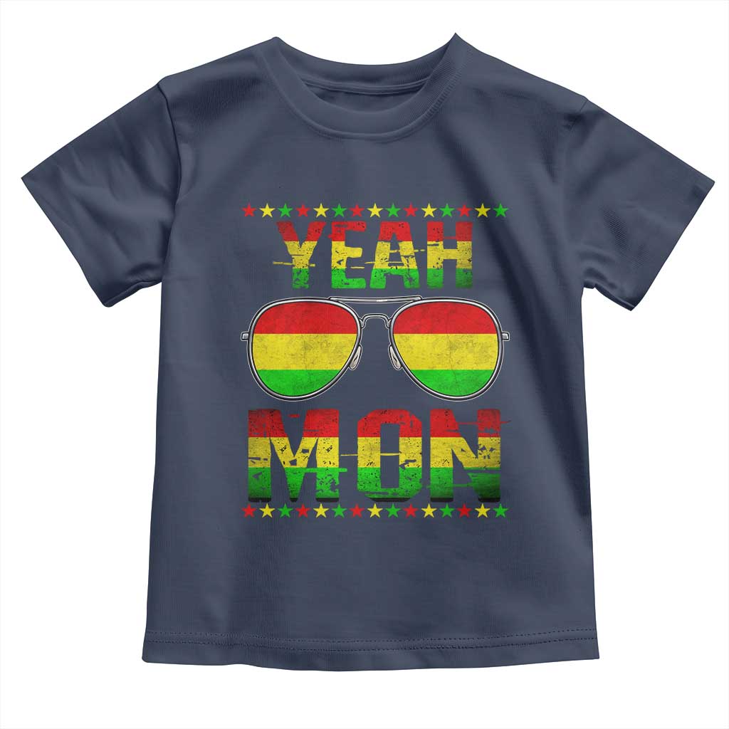 Yeah Mon Jamaican Pride Toddler T Shirt Jamaican Vacation Jamaica Reggae Sunglasses TS10 Navy Print Your Wear