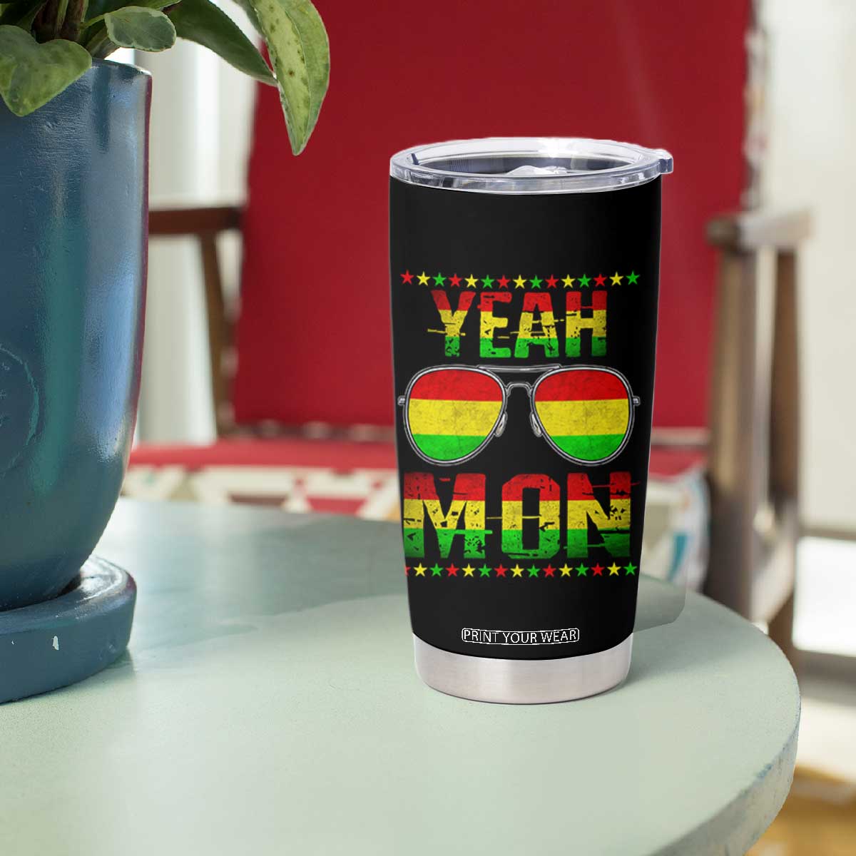 Yeah Mon Jamaican Pride Tumbler Cup Jamaican Vacation Jamaica Reggae Sunglasses TS10 Print Your Wear