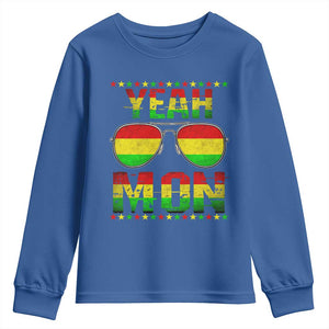 Yeah Mon Jamaican Pride Youth Sweatshirt Jamaican Vacation Jamaica Reggae Sunglasses TS10 Royal Blue Print Your Wear