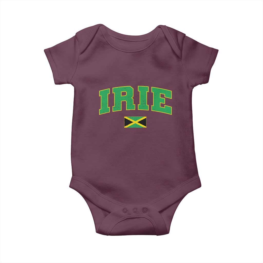 Irie Jamaican Rasta Baby Onesie Funny Jamaica Jamaican Flag Rasta Reggae Roots TS10 Maroon Print Your Wear