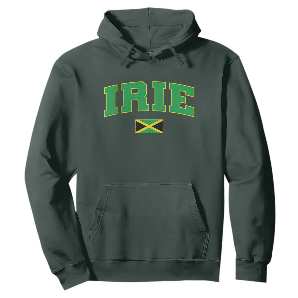 Irie Jamaican Rasta Hoodie Funny Jamaica Jamaican Flag Rasta Reggae Roots TS10 Dark Forest Green Print Your Wear