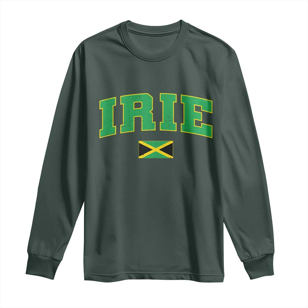 Irie Jamaican Rasta Long Sleeve Shirt Funny Jamaica Jamaican Flag Rasta Reggae Roots TS10 Dark Forest Green Print Your Wear