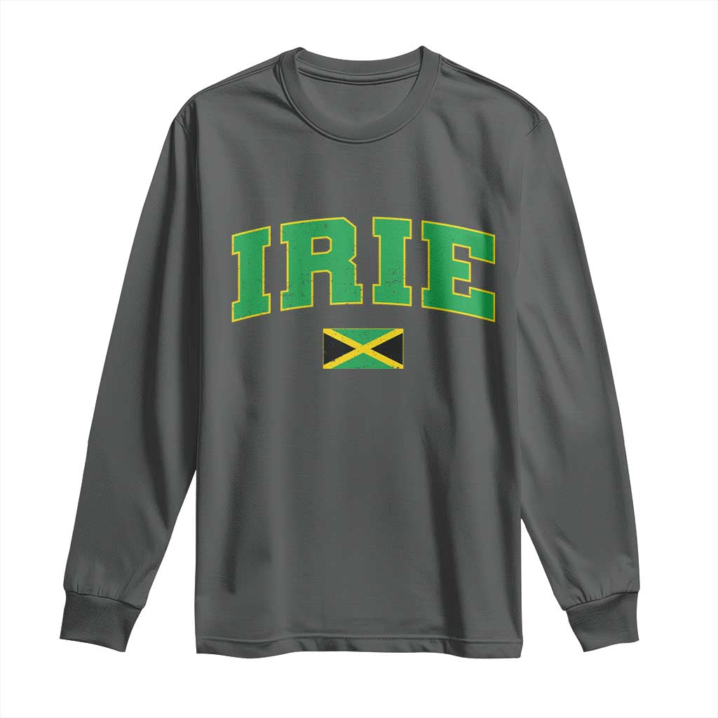 Irie Jamaican Rasta Long Sleeve Shirt Funny Jamaica Jamaican Flag Rasta Reggae Roots TS10 Dark Heather Print Your Wear