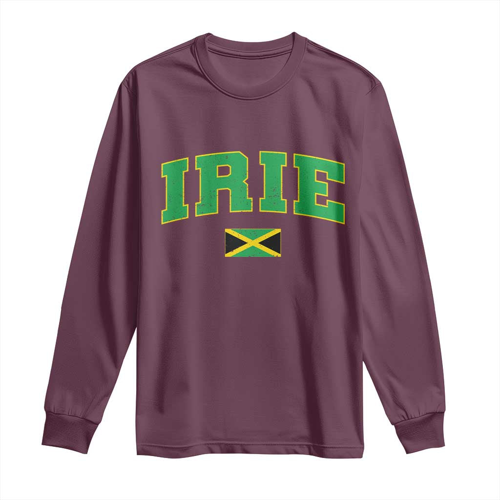 Irie Jamaican Rasta Long Sleeve Shirt Funny Jamaica Jamaican Flag Rasta Reggae Roots TS10 Maroon Print Your Wear