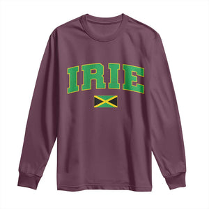Irie Jamaican Rasta Long Sleeve Shirt Funny Jamaica Jamaican Flag Rasta Reggae Roots TS10 Maroon Print Your Wear