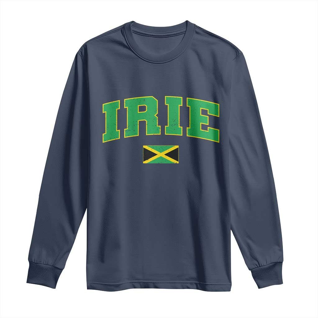 Irie Jamaican Rasta Long Sleeve Shirt Funny Jamaica Jamaican Flag Rasta Reggae Roots TS10 Navy Print Your Wear