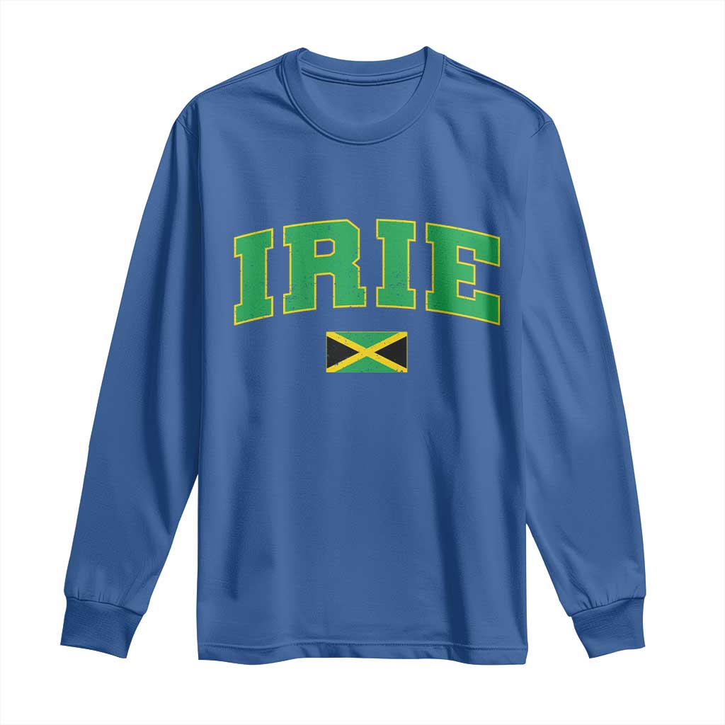 Irie Jamaican Rasta Long Sleeve Shirt Funny Jamaica Jamaican Flag Rasta Reggae Roots TS10 Royal Blue Print Your Wear