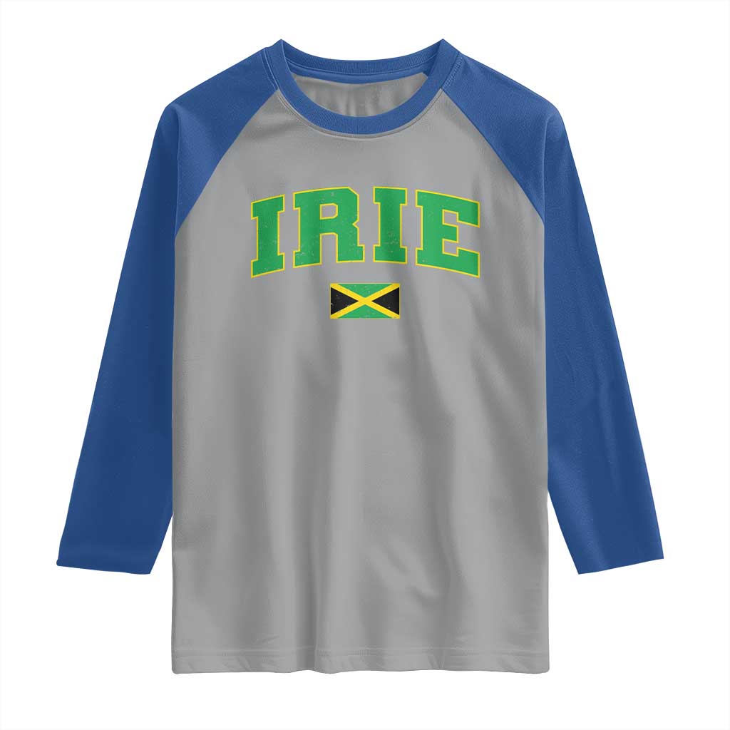 Irie Jamaican Rasta Raglan Shirt Funny Jamaica Jamaican Flag Rasta Reggae Roots TS10 Sport Gray Royal Print Your Wear