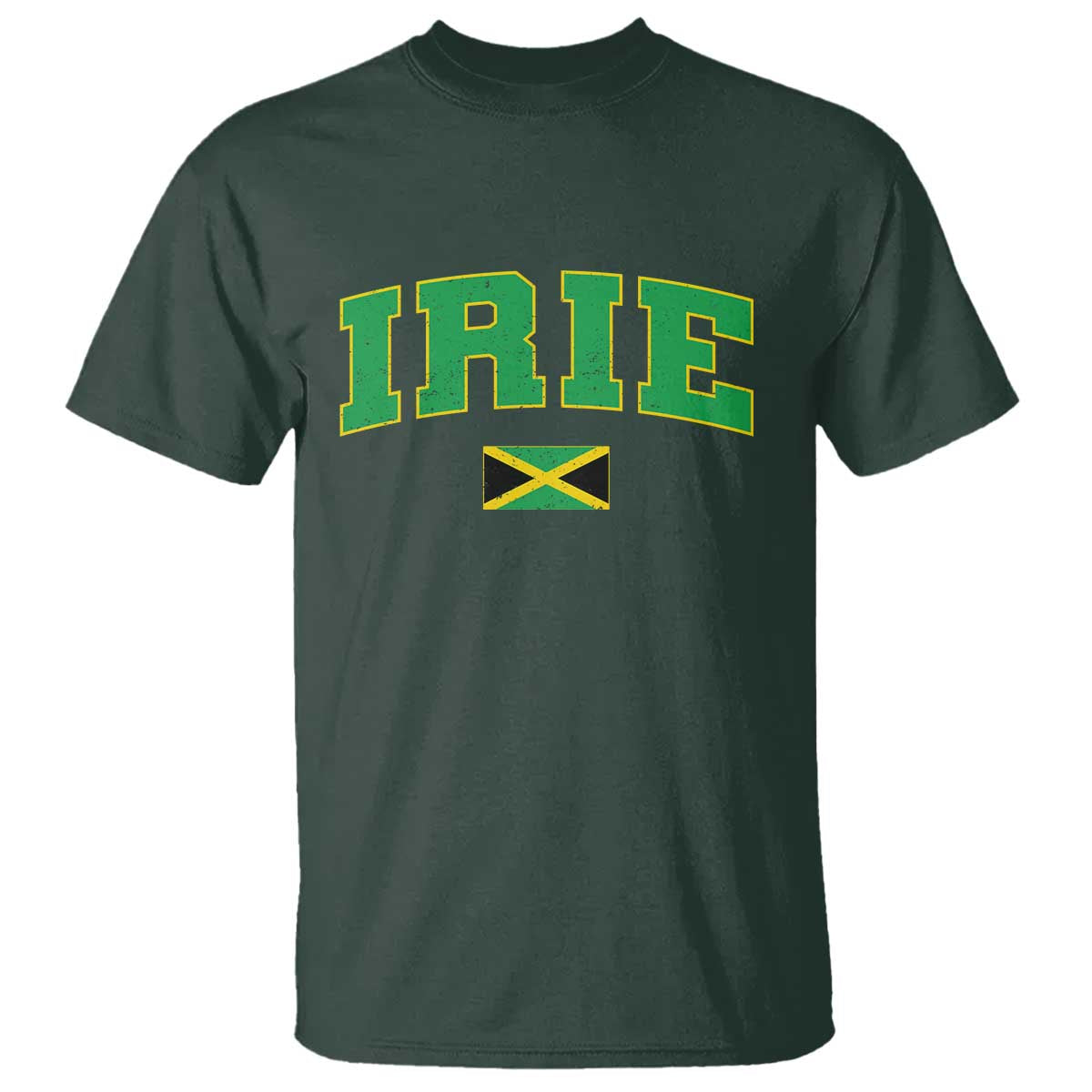 Irie Jamaican Rasta T Shirt Funny Jamaica Jamaican Flag Rasta Reggae Roots TS10 Dark Forest Green Print Your Wear