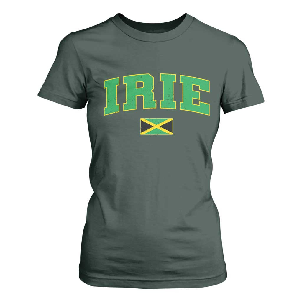 Irie Jamaican Rasta T Shirt For Women Funny Jamaica Jamaican Flag Rasta Reggae Roots TS10 Dark Forest Green Print Your Wear