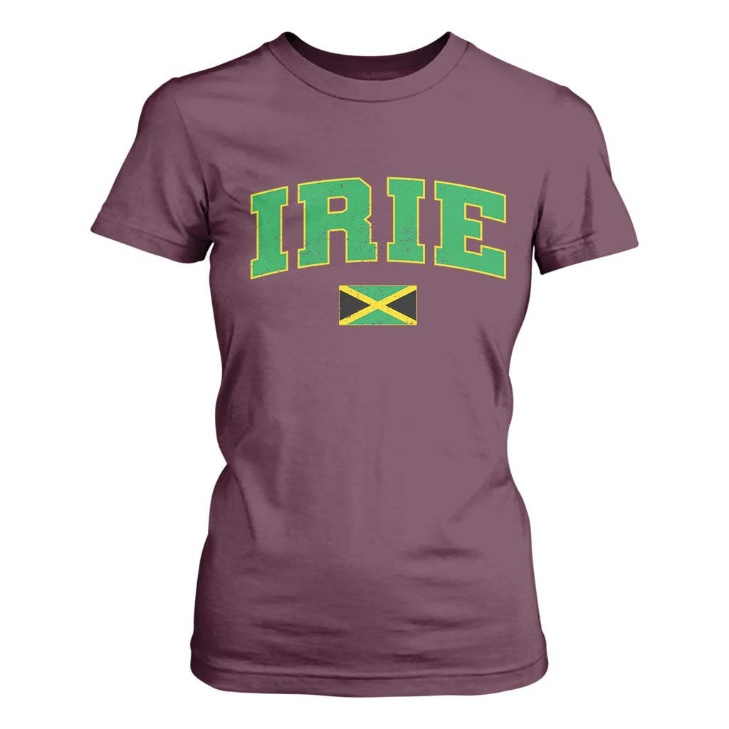 Irie Jamaican Rasta T Shirt For Women Funny Jamaica Jamaican Flag Rasta Reggae Roots TS10 Maroon Print Your Wear