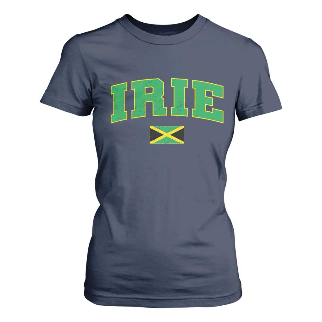 Irie Jamaican Rasta T Shirt For Women Funny Jamaica Jamaican Flag Rasta Reggae Roots TS10 Navy Print Your Wear