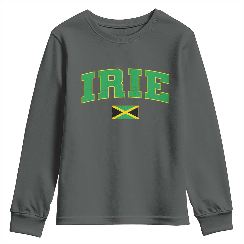 Irie Jamaican Rasta Youth Sweatshirt Funny Jamaica Jamaican Flag Rasta Reggae Roots TS10 Dark Heather Print Your Wear