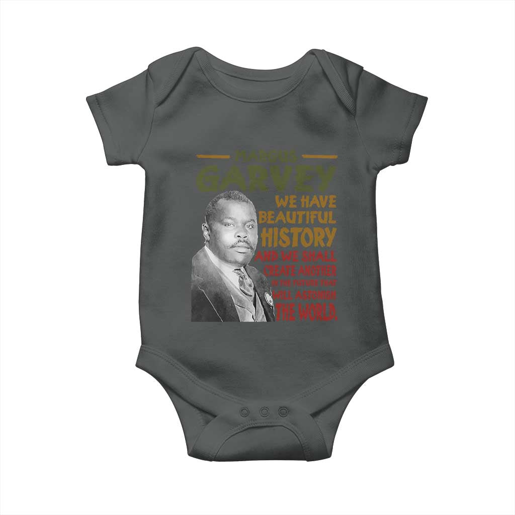 Marcus Garvey Quote Baby Onesie Black History Month TS10 Dark Heather Print Your Wear