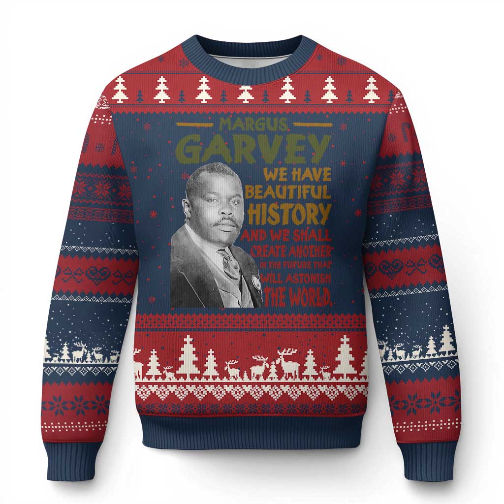 Marcus Garvey Quote Ugly Christmas Sweater Black History Month TS10 Navy Red Print Your Wear