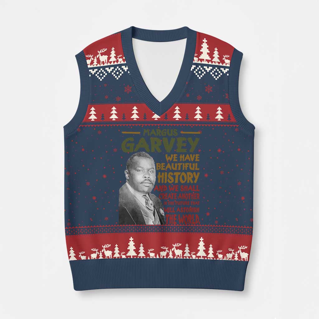 Marcus Garvey Quote V-Neck Knit Sweater Vest Black History Month TS10 Navy Red Print Your Wear
