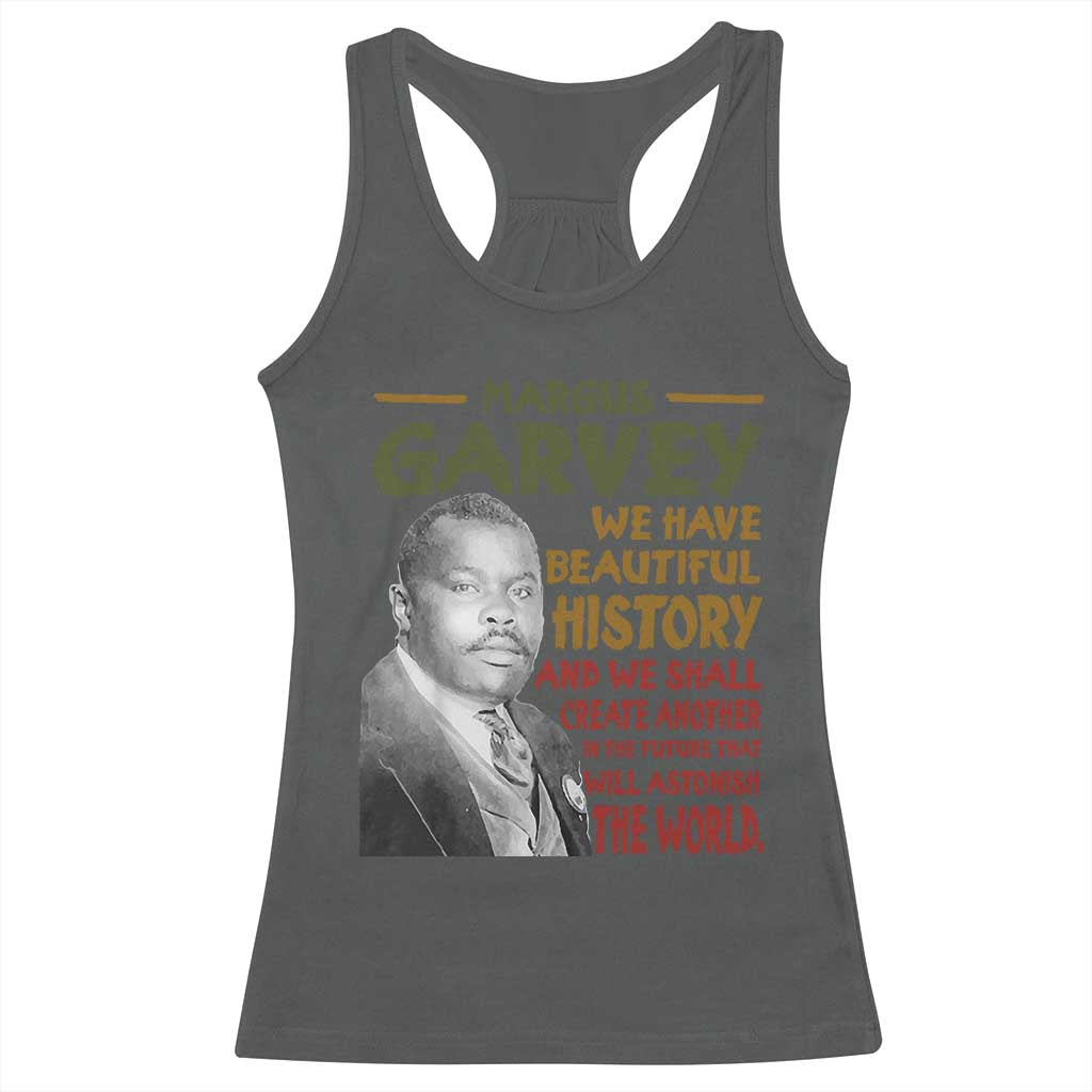 Marcus Garvey Quote Racerback Tank Top Black History Month TS10 Dark Heather Print Your Wear
