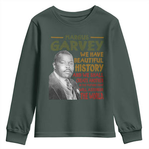 Marcus Garvey Quote Youth Sweatshirt Black History Month TS10 Dark Forest Green Print Your Wear