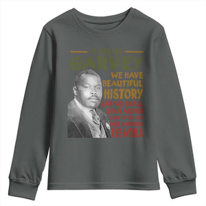 Marcus Garvey Quote Youth Sweatshirt Black History Month TS10 Dark Heather Print Your Wear