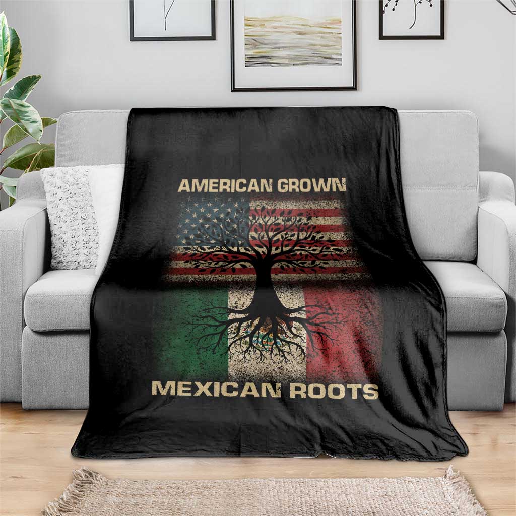 American Grown Mexican Roots Throw Blanket Retro Mexico America Flag TS10 Print Your Wear