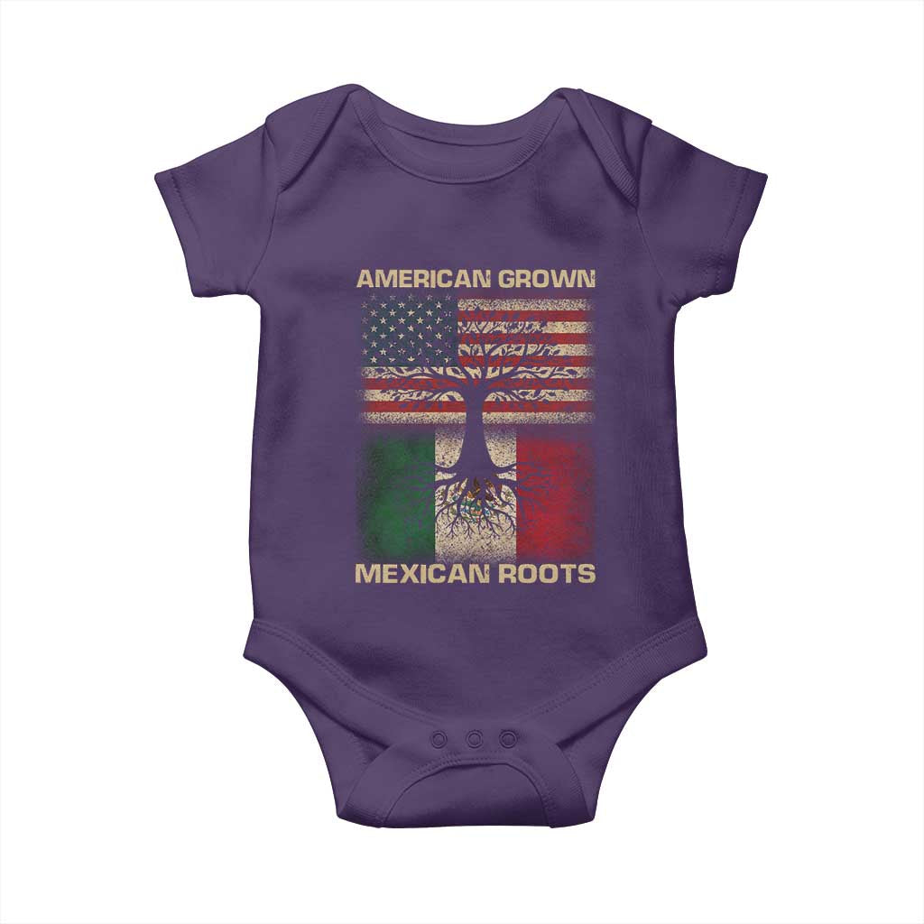 American Grown Mexican Roots Baby Onesie Retro Mexico America Flag TS10 Purple Print Your Wear
