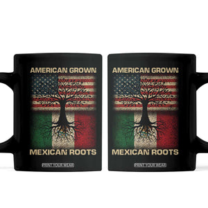 American Grown Mexican Roots Coffee Mug Retro Mexico America Flag TS10 Black Print Your Wear