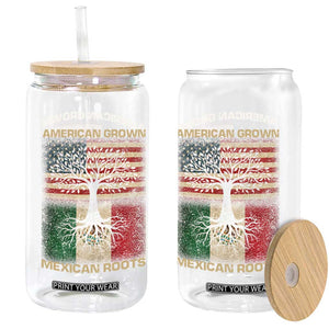 American Grown Mexican Roots Glass Can Retro Mexico America Flag TS10 Print Your Wear