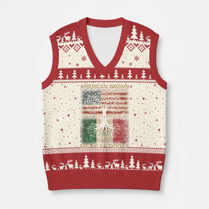 American Grown Mexican Roots V-Neck Knit Sweater Vest Retro Mexico America Flag TS10 Beige Red Print Your Wear