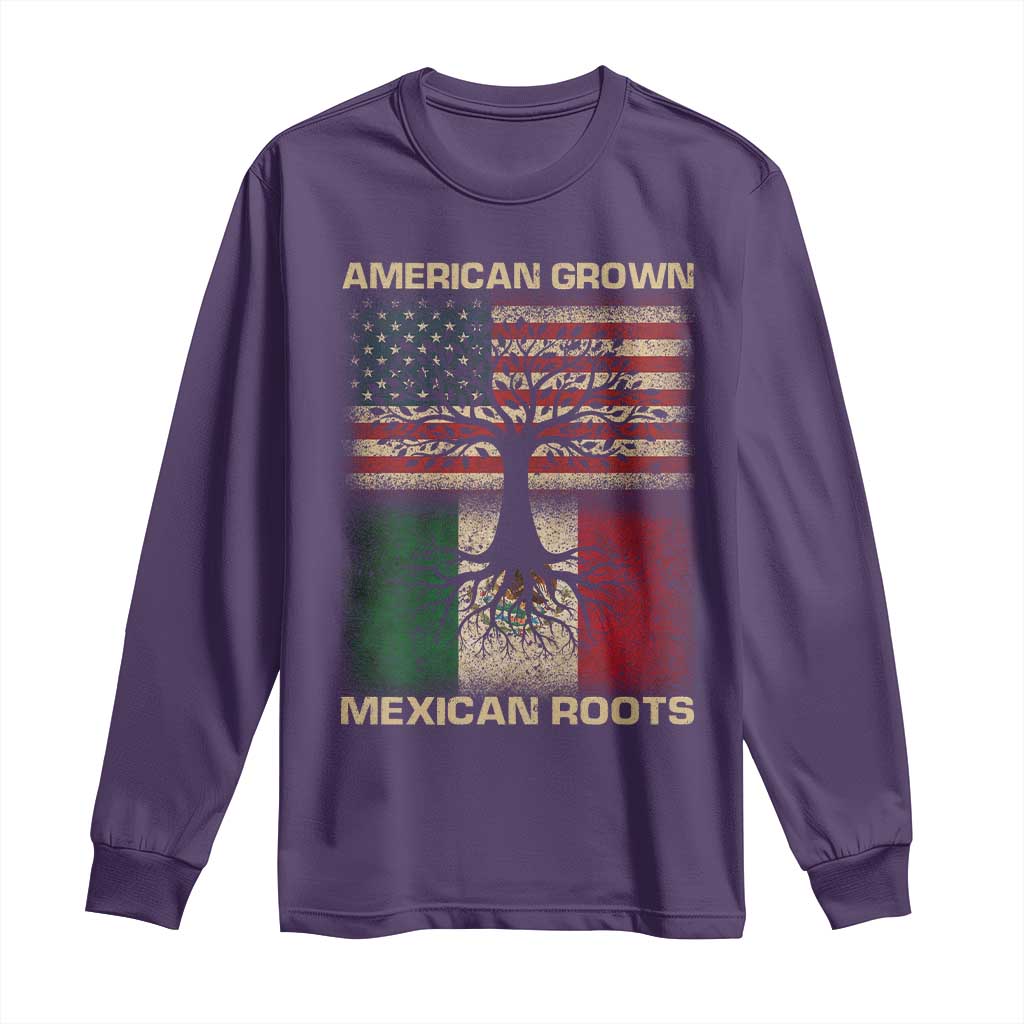 American Grown Mexican Roots Long Sleeve Shirt Retro Mexico America Flag TS10 Purple Print Your Wear