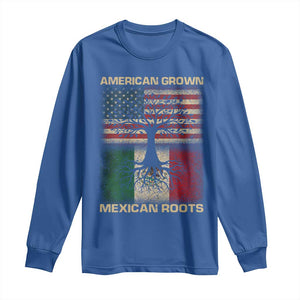 American Grown Mexican Roots Long Sleeve Shirt Retro Mexico America Flag TS10 Royal Blue Print Your Wear