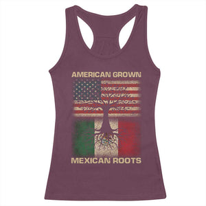 American Grown Mexican Roots Racerback Tank Top Retro Mexico America Flag TS10 Maroon Print Your Wear