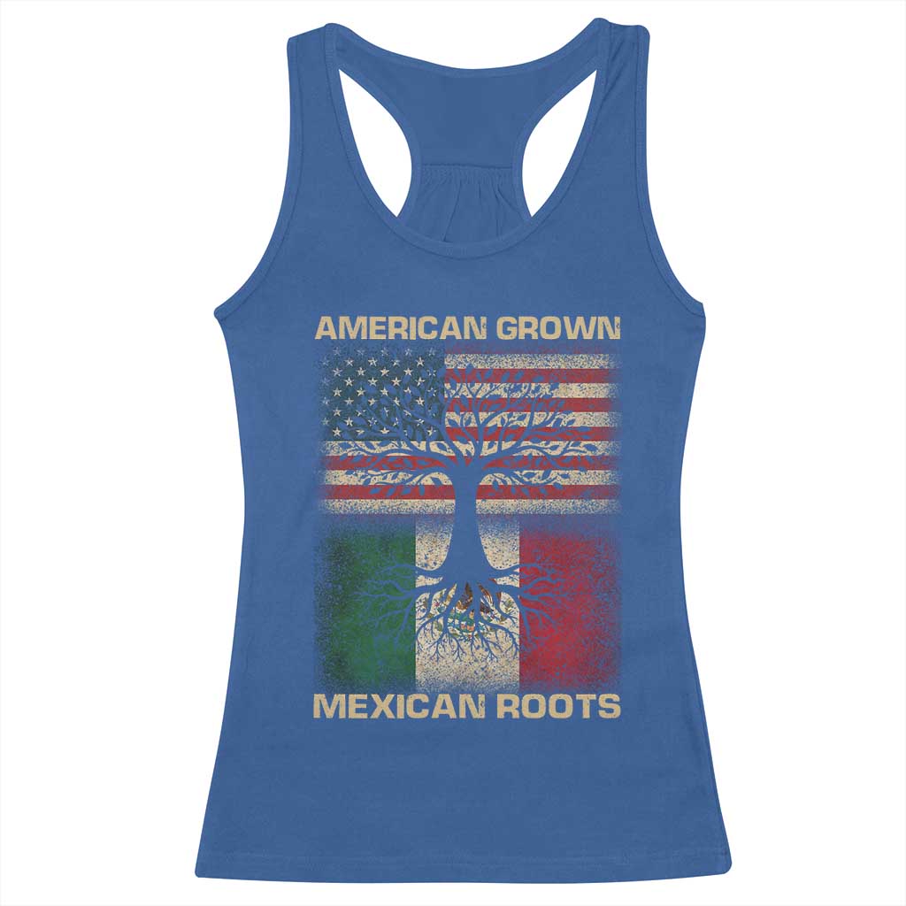American Grown Mexican Roots Racerback Tank Top Retro Mexico America Flag TS10 Royal Blue Print Your Wear