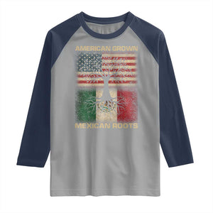 American Grown Mexican Roots Raglan Shirt Retro Mexico America Flag TS10 Sport Gray Navy Print Your Wear