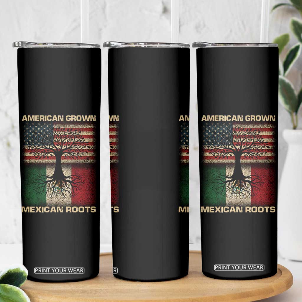 American Grown Mexican Roots Skinny Tumbler Retro Mexico America Flag TS10 Print Your Wear