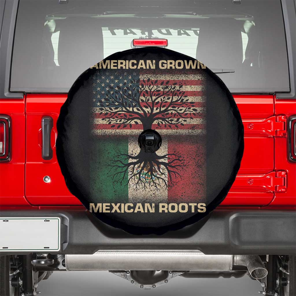 American Grown Mexican Roots Spare Tire Cover Retro Mexico America Flag TS10 Black Print Your Wear