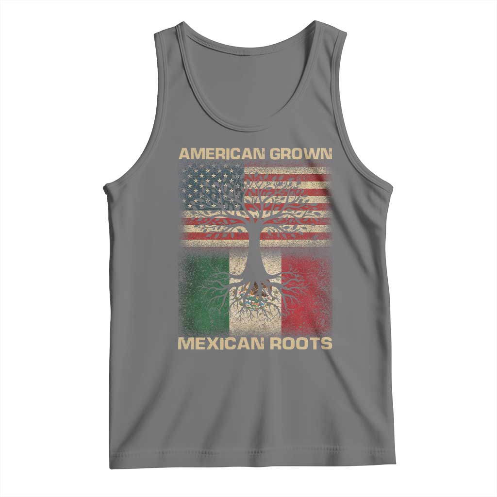 American Grown Mexican Roots Tank Top Retro Mexico America Flag TS10 Black Heather Print Your Wear