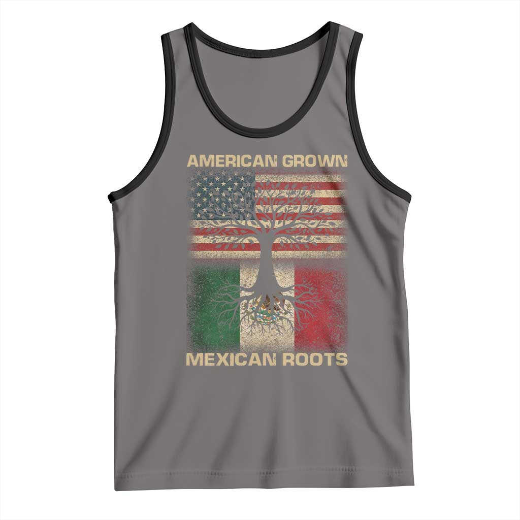 American Grown Mexican Roots Tank Top Retro Mexico America Flag TS10 Deep Heather Black Print Your Wear