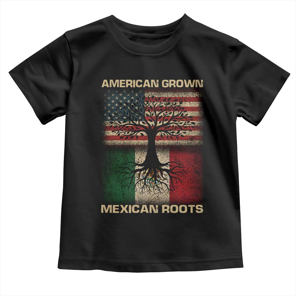 American Grown Mexican Roots Toddler T Shirt Retro Mexico America Flag TS10 Black Print Your Wear
