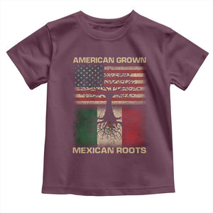 American Grown Mexican Roots Toddler T Shirt Retro Mexico America Flag TS10 Maroon Print Your Wear