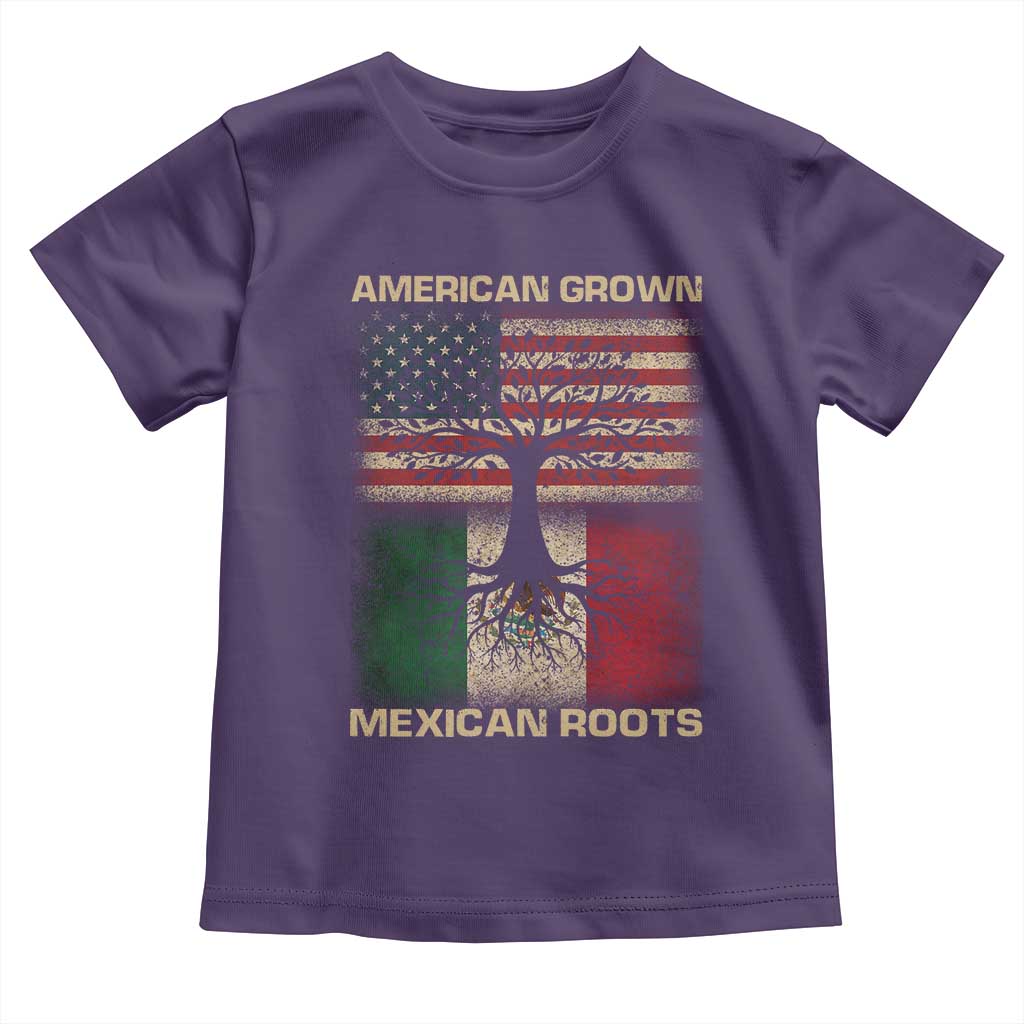 American Grown Mexican Roots Toddler T Shirt Retro Mexico America Flag TS10 Purple Print Your Wear