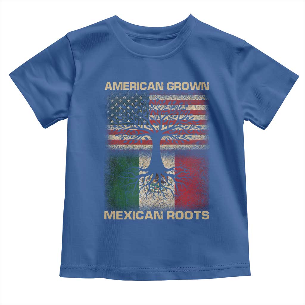 American Grown Mexican Roots Toddler T Shirt Retro Mexico America Flag TS10 Royal Blue Print Your Wear