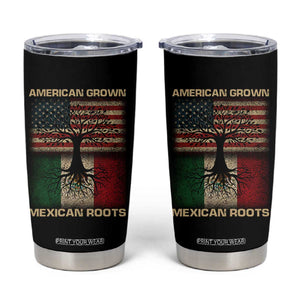 American Grown Mexican Roots Tumbler Cup Retro Mexico America Flag TS10 Black Print Your Wear